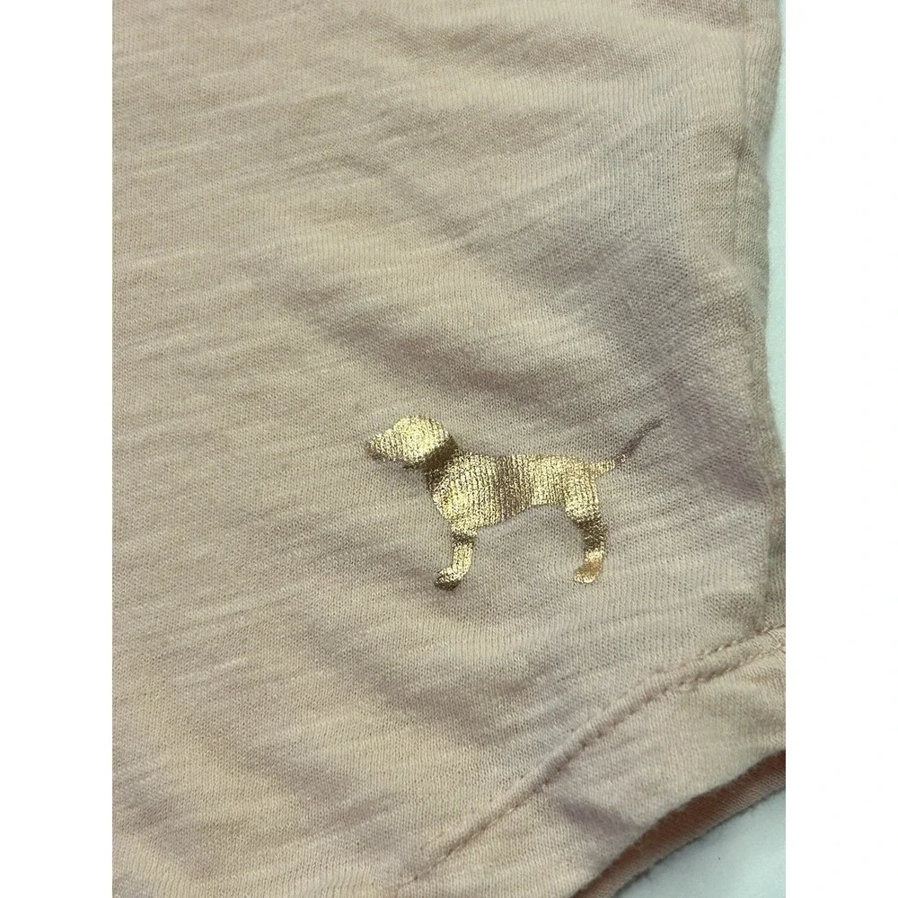 PINK Victoria's Secret Pink Twistered Racerback Tank Top Gold Dog Logo Size S - Picture 3 of 8